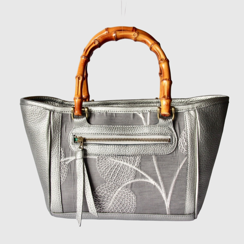 クリスタルリーフリネングレー XL / バンブートートバッグ