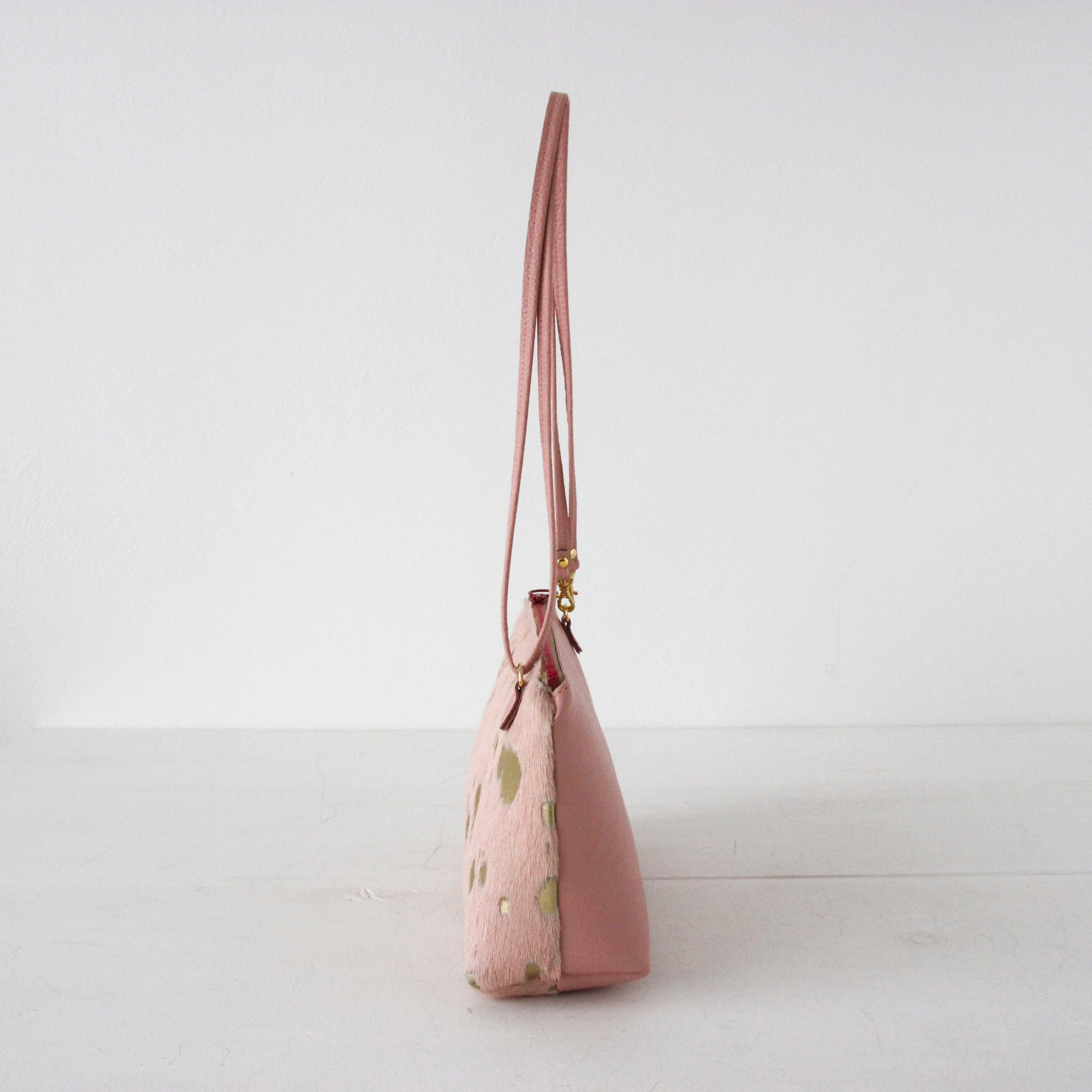 ピンク起毛×ゴールド / フラットポシェット