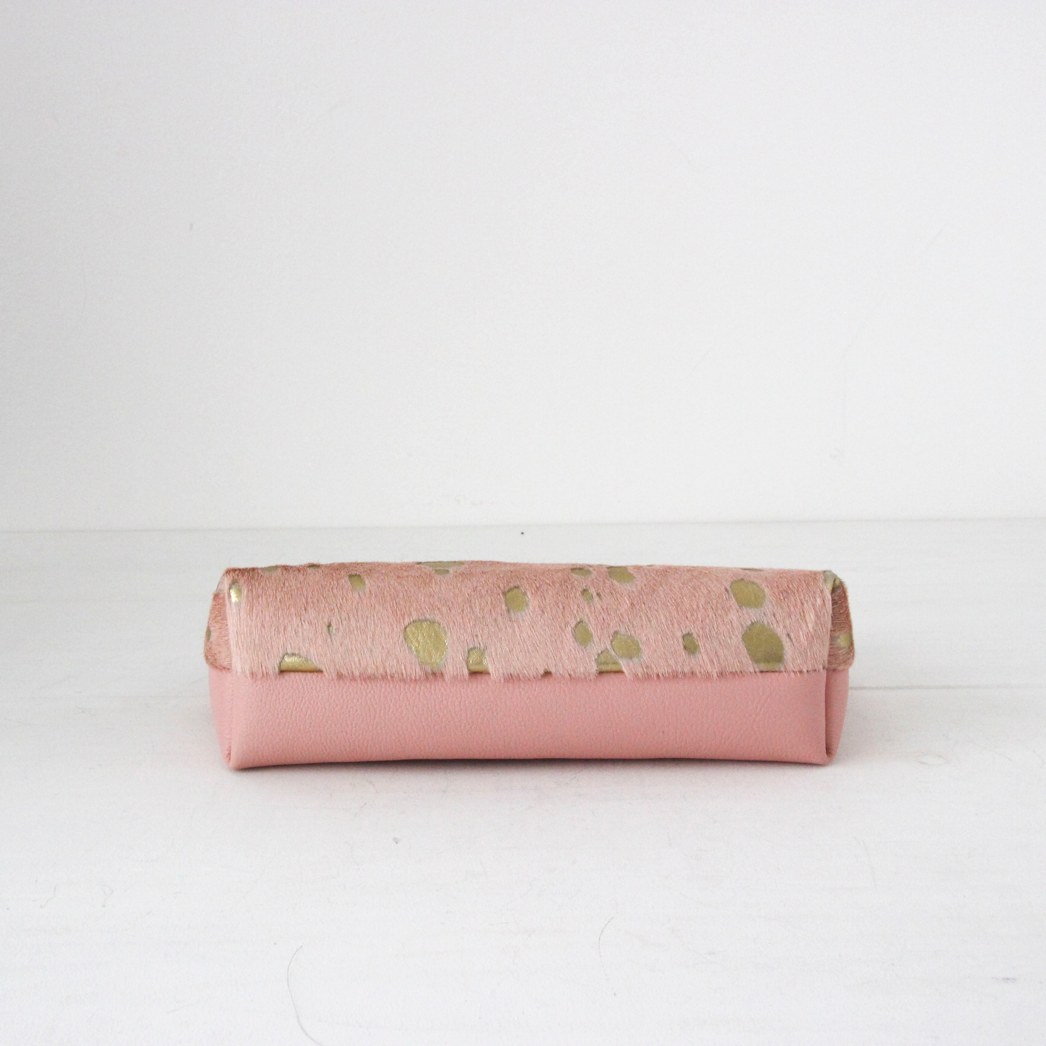 ピンク起毛×ゴールド / フラットポシェット