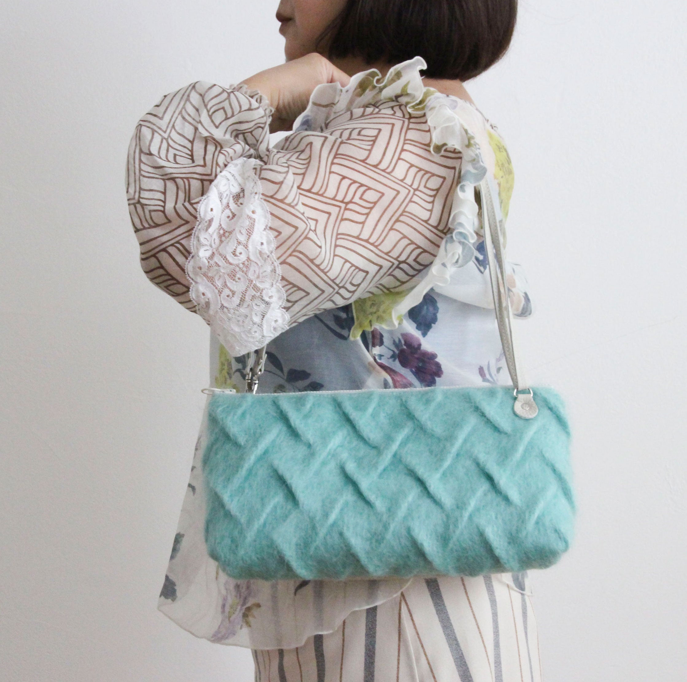 モヘアペパーミント / フラットポシェット