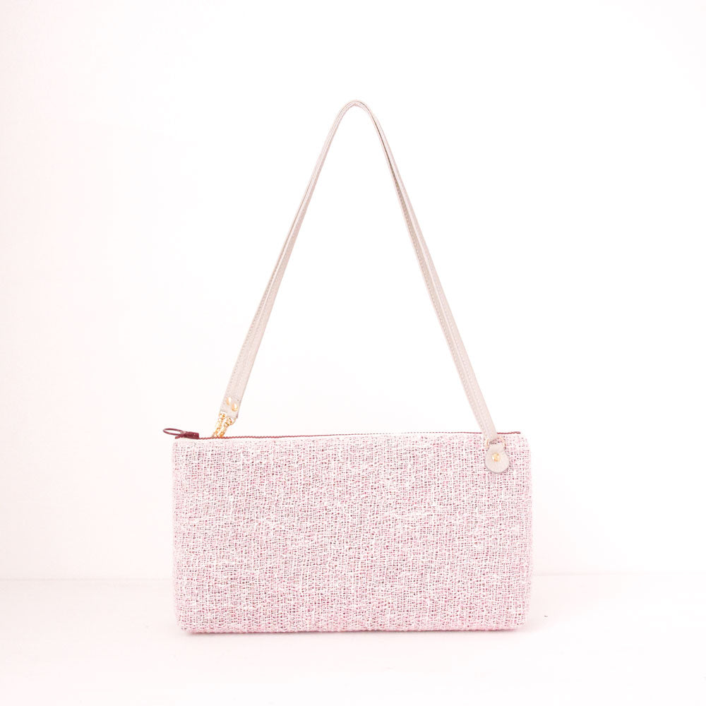 アナズピンクツイード×オフホワイト / フラットポシェット