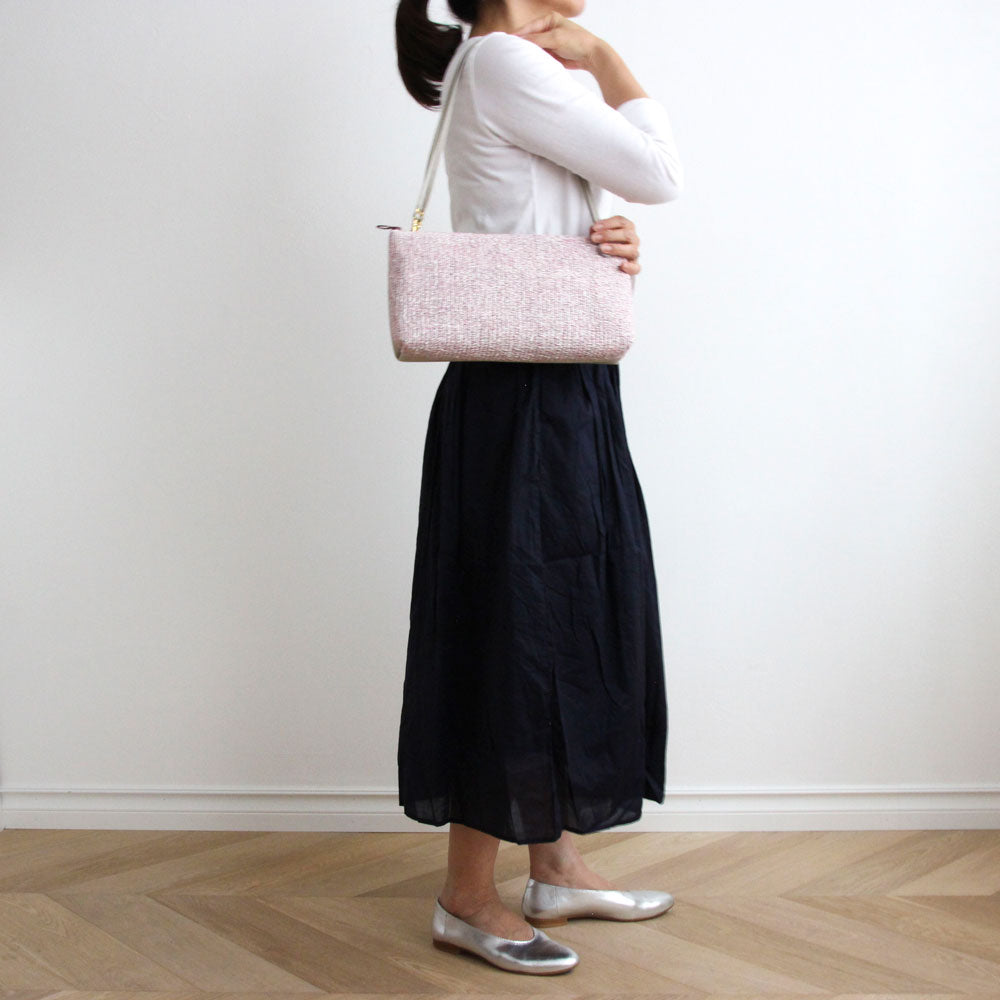 アナズピンクツイード×オフホワイト / フラットポシェット