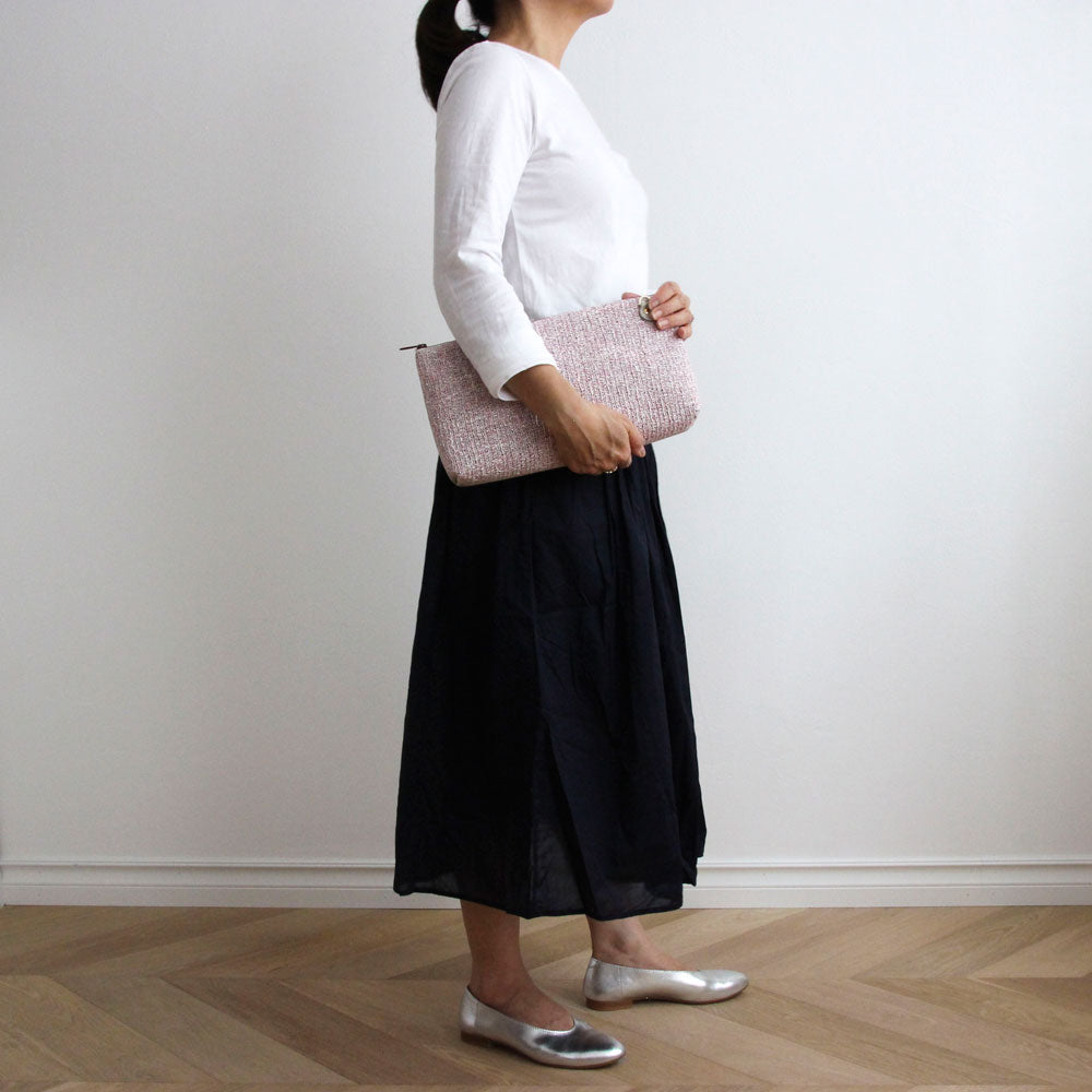 アナズピンクツイード×オフホワイト / フラットポシェット