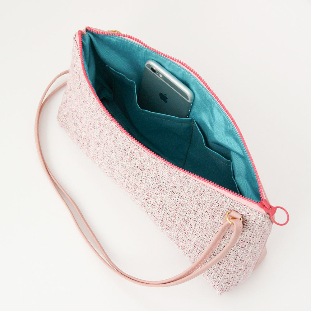 アナズピンクツイード×ベビーピンク / フラットポシェット