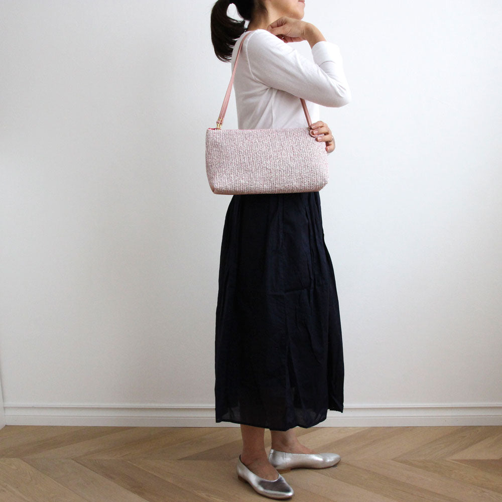 アナズピンクツイード×ベビーピンク / フラットポシェット