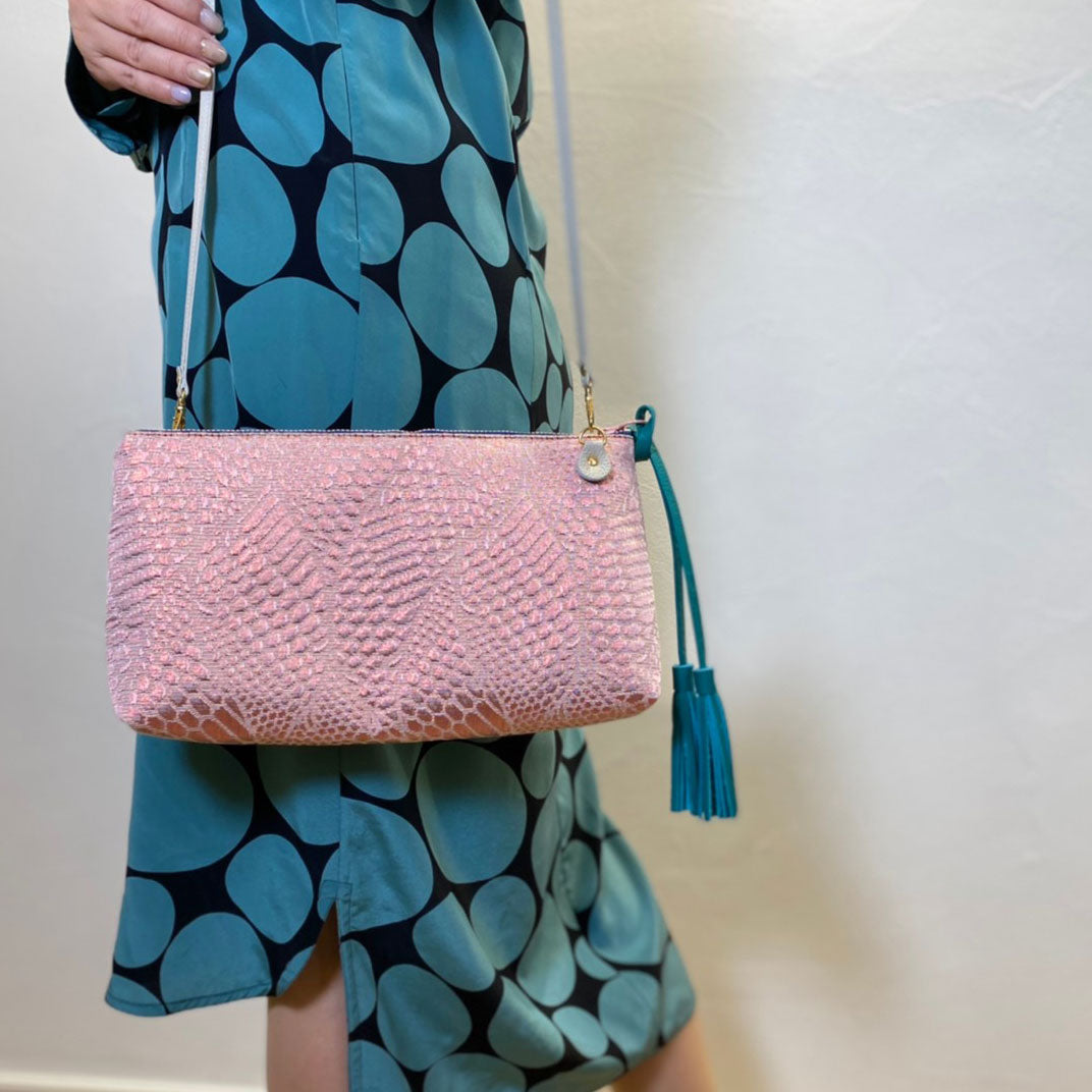 アナズピンクツイード×ベビーピンク / フラットポシェット