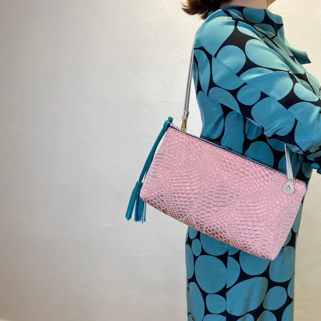 アナズピンクツイード×ベビーピンク / フラットポシェット