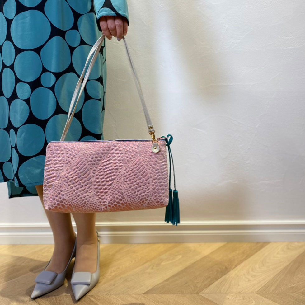 アナズピンクツイード×ベビーピンク / フラットポシェット