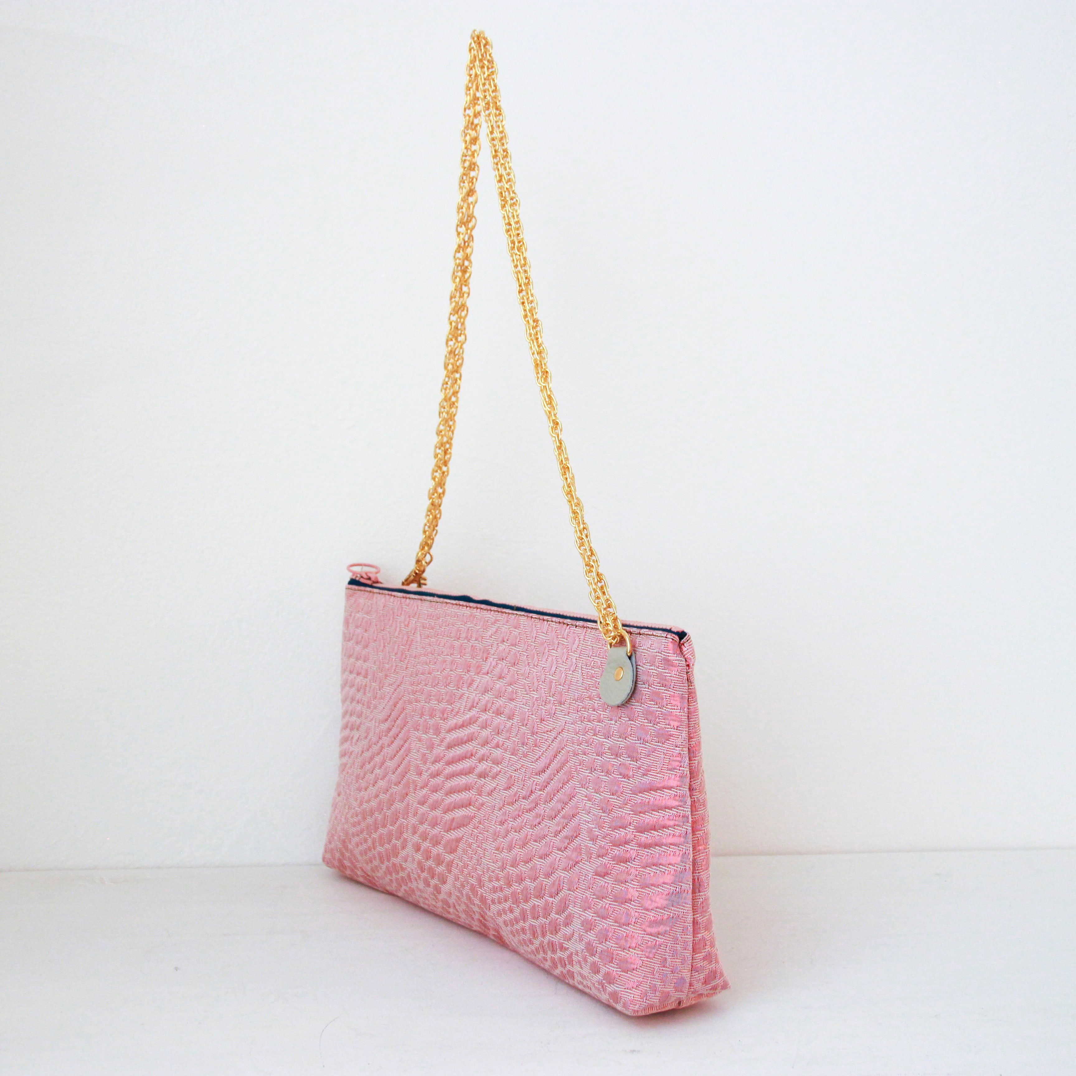 ピンクラメパイソン / フラットポシェット