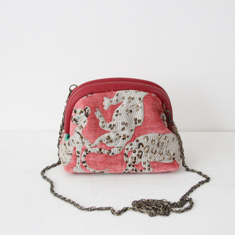 【OUTLET】ベルベットアニマル レッド / 口金ショルダーポーチSサイズ / XL