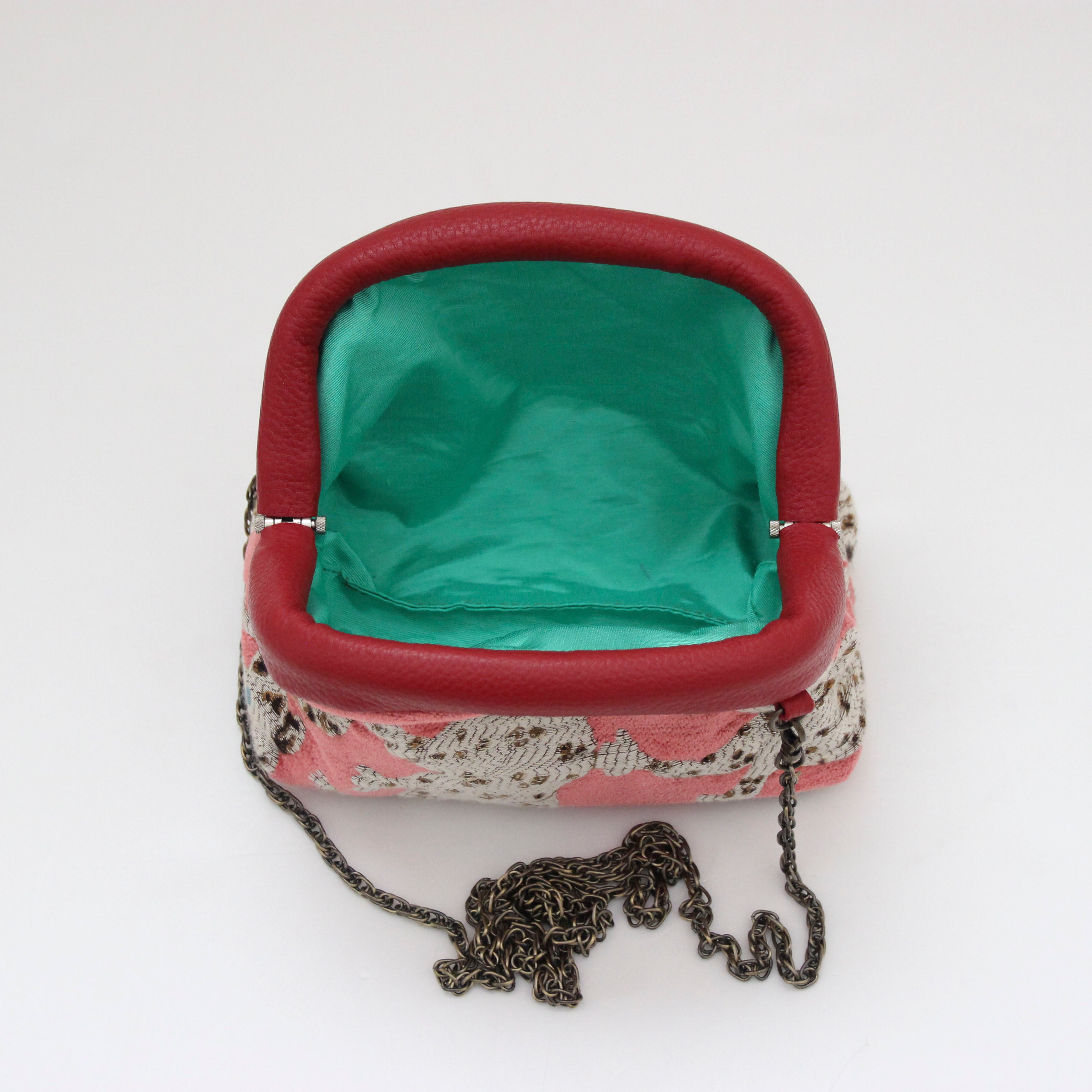 【OUTLET】ベルベットアニマル レッド / 口金ショルダーポーチSサイズ / XL