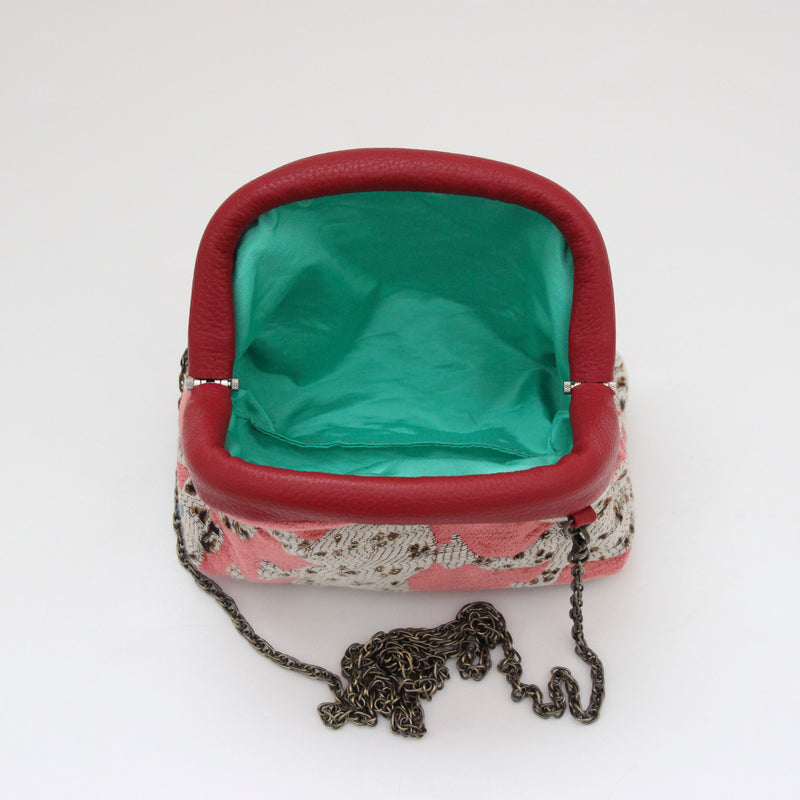 【OUTLET】ベルベットアニマル レッド / 口金ショルダーポーチSサイズ / XL