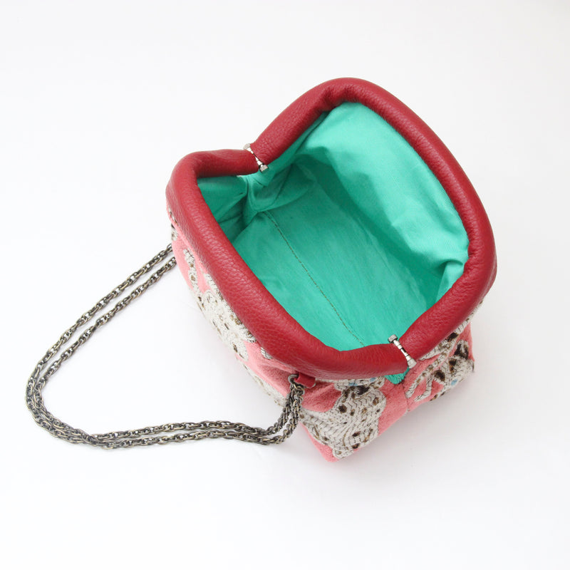 【OUTLET】ベルベットアニマル レッド / 口金ショルダーポーチSサイズ / XL