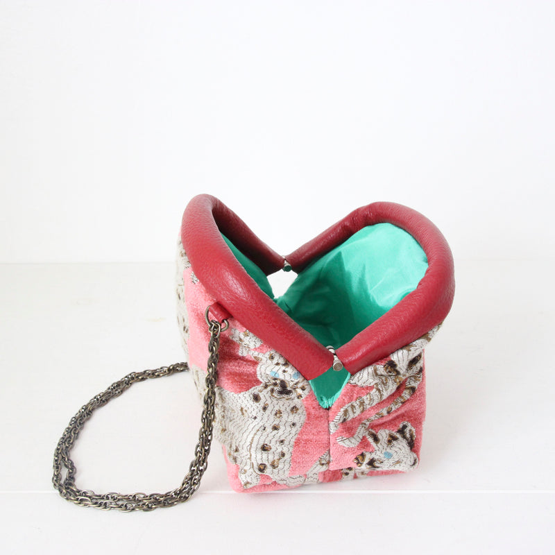 【OUTLET】ベルベットアニマル レッド / 口金ショルダーポーチSサイズ / XL