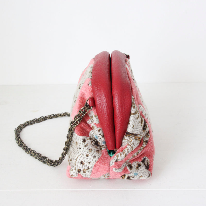 【OUTLET】ベルベットアニマル レッド / 口金ショルダーポーチSサイズ / XL