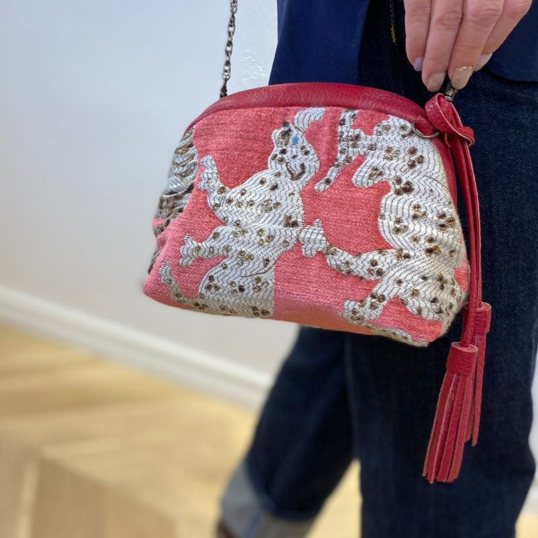 【OUTLET】ベルベットアニマル レッド / 口金ショルダーポーチSサイズ / XL