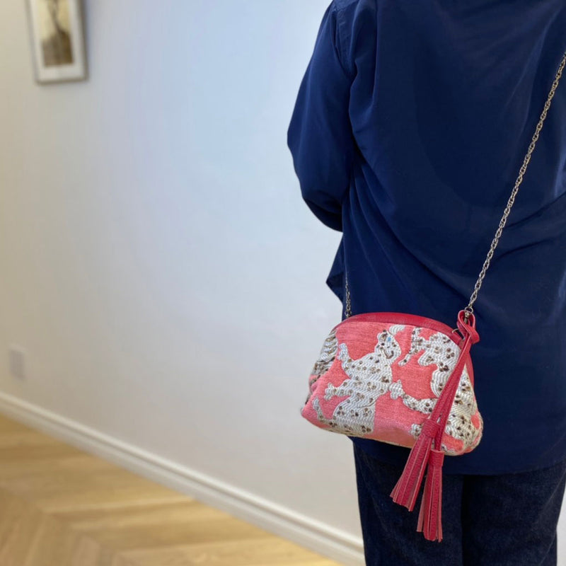 【OUTLET】ベルベットアニマル レッド / 口金ショルダーポーチSサイズ / XL