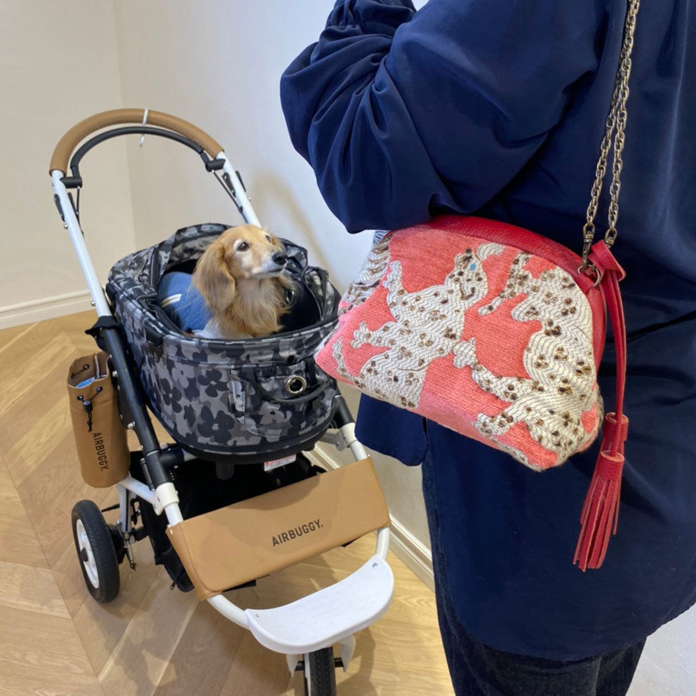 【OUTLET】ベルベットアニマル レッド / 口金ショルダーポーチSサイズ / XL