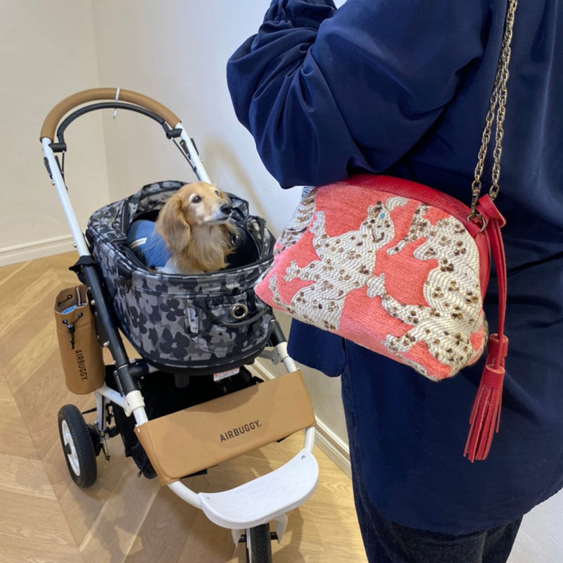 【OUTLET】ベルベットアニマル レッド / 口金ショルダーポーチSサイズ / XL