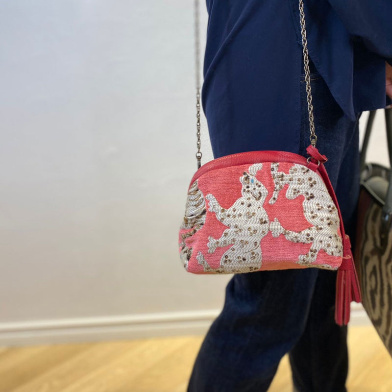 【OUTLET】ベルベットアニマル レッド / 口金ショルダーポーチSサイズ / XL