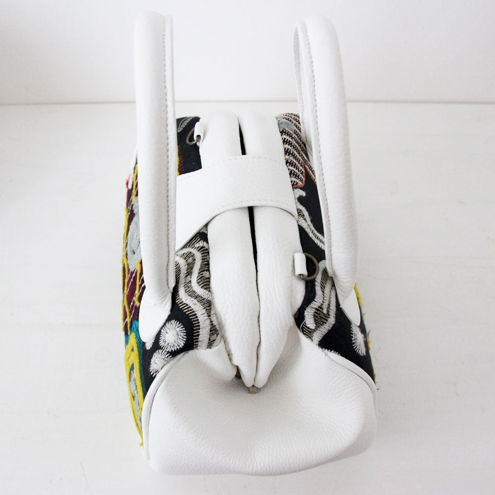 黒リネン刺繍 SXL/ 口金バッグSS