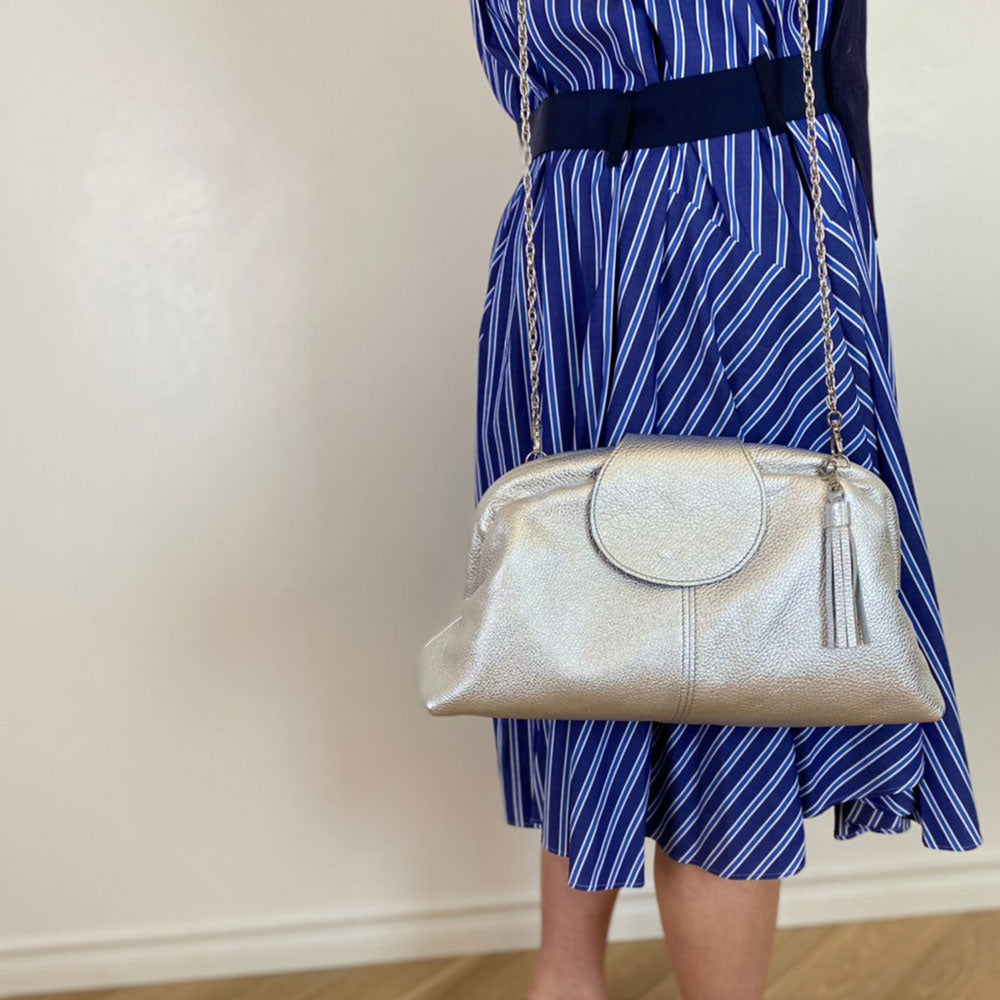 シルバーシマー / 口金レザーポシェットL