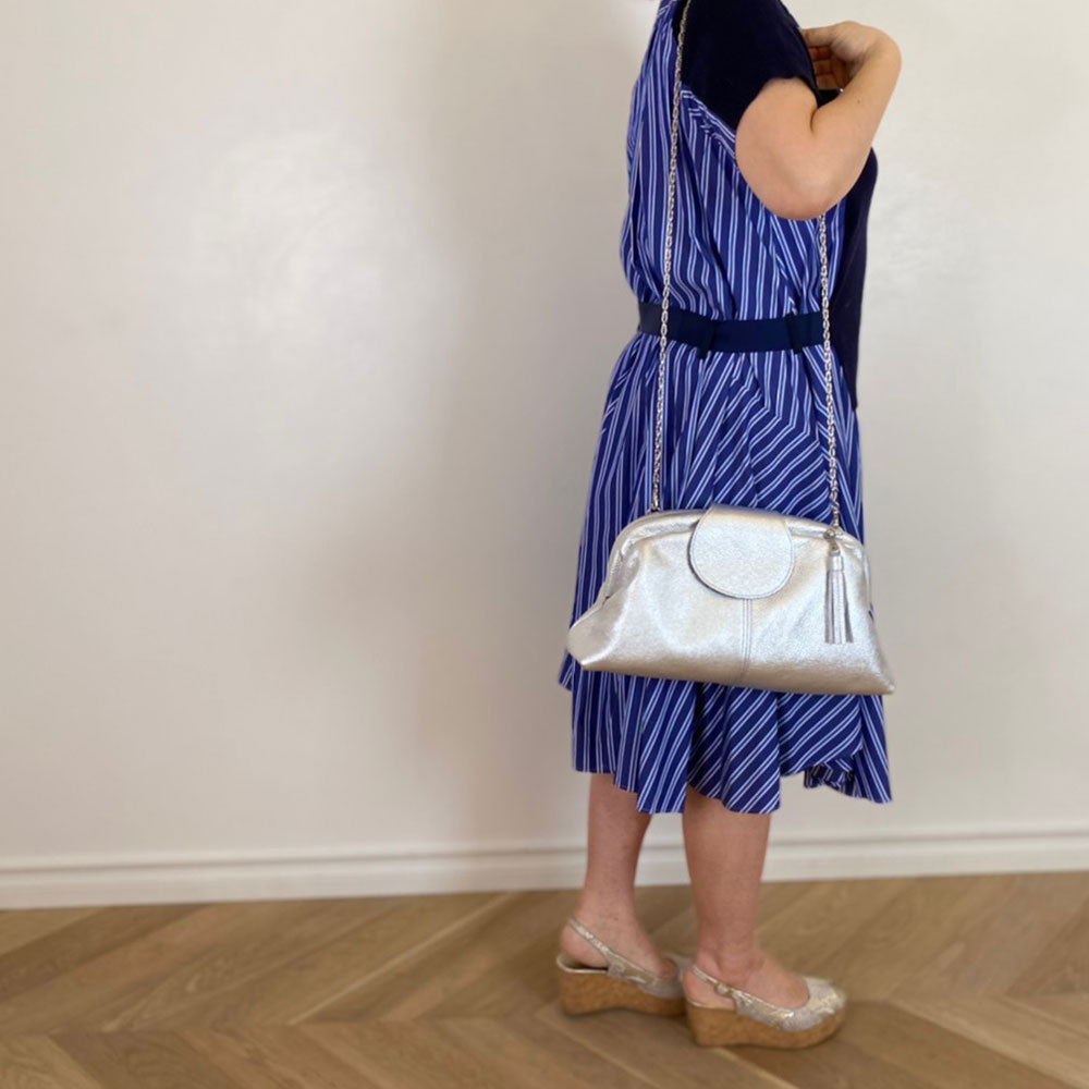 シルバーシマー / 口金レザーポシェットL