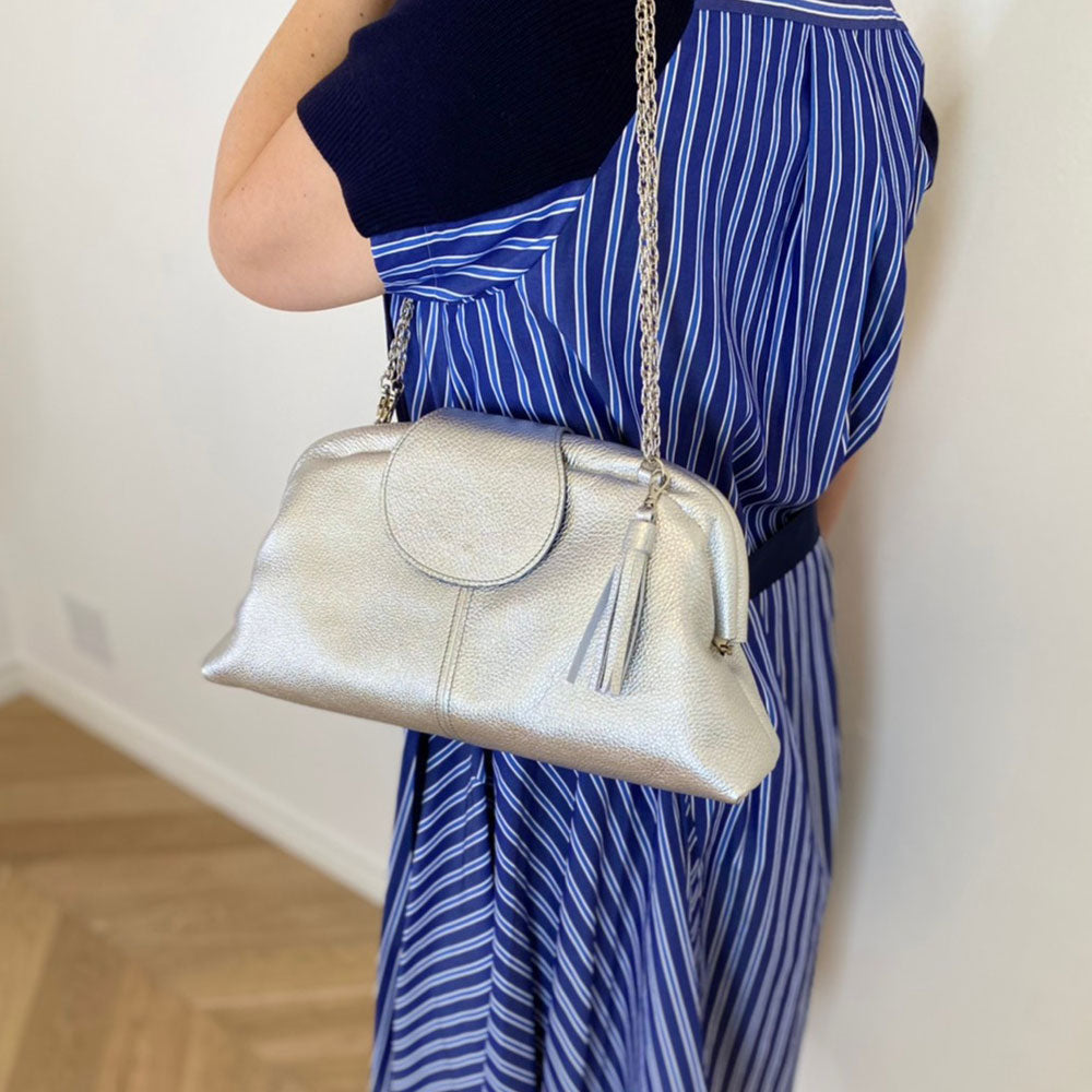 シルバーシマー / 口金レザーポシェットL