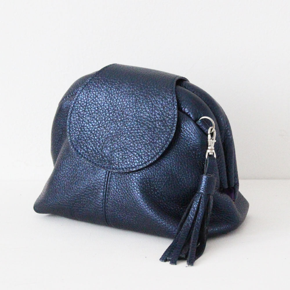 インディゴシマー / 口金レザーポシェットS