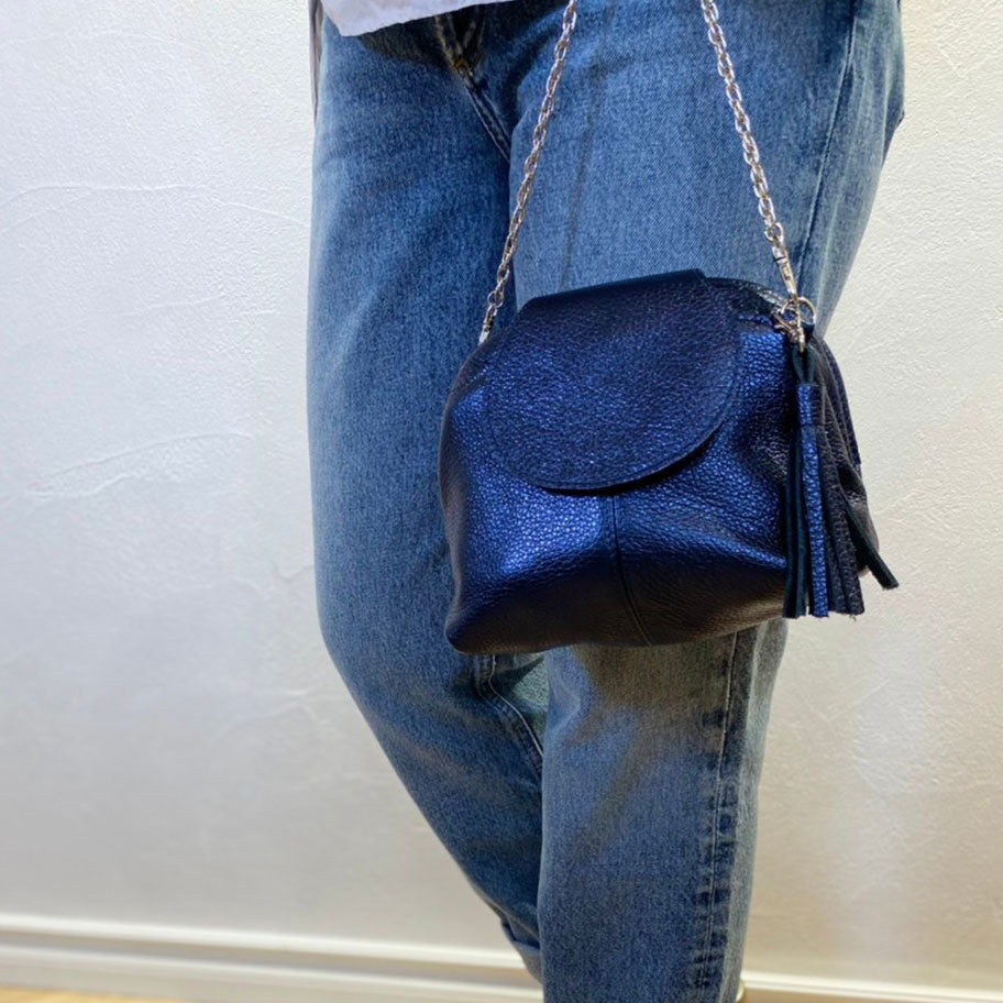 インディゴシマー / 口金レザーポシェットS