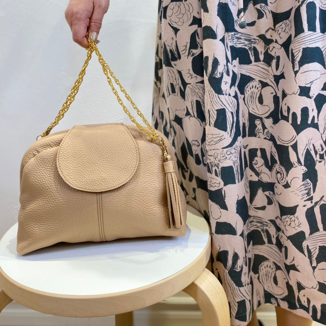 サンドベージュ / 口金レザーポシェットM