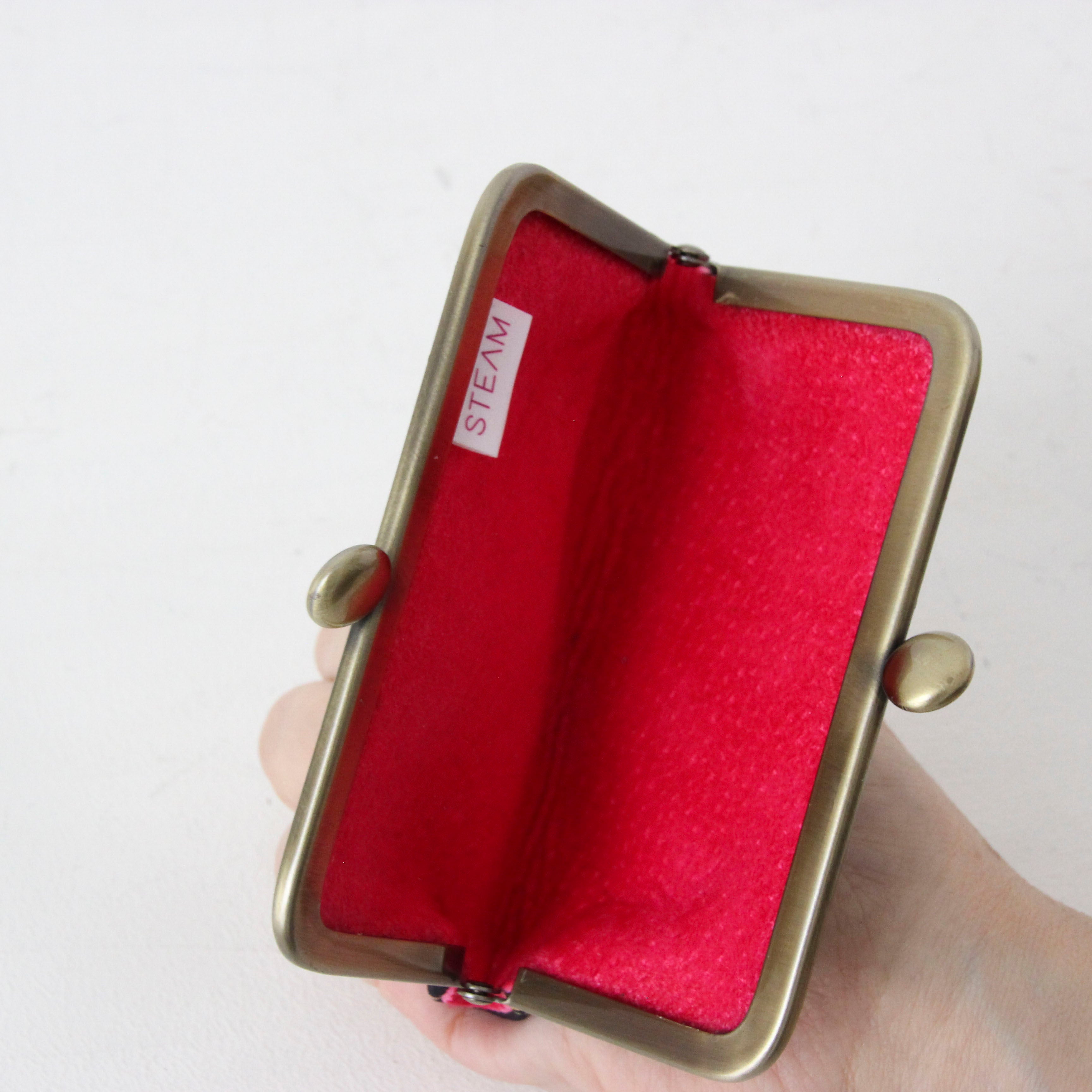 シルクフラワー刺繍プリントイチゴ / カードケース