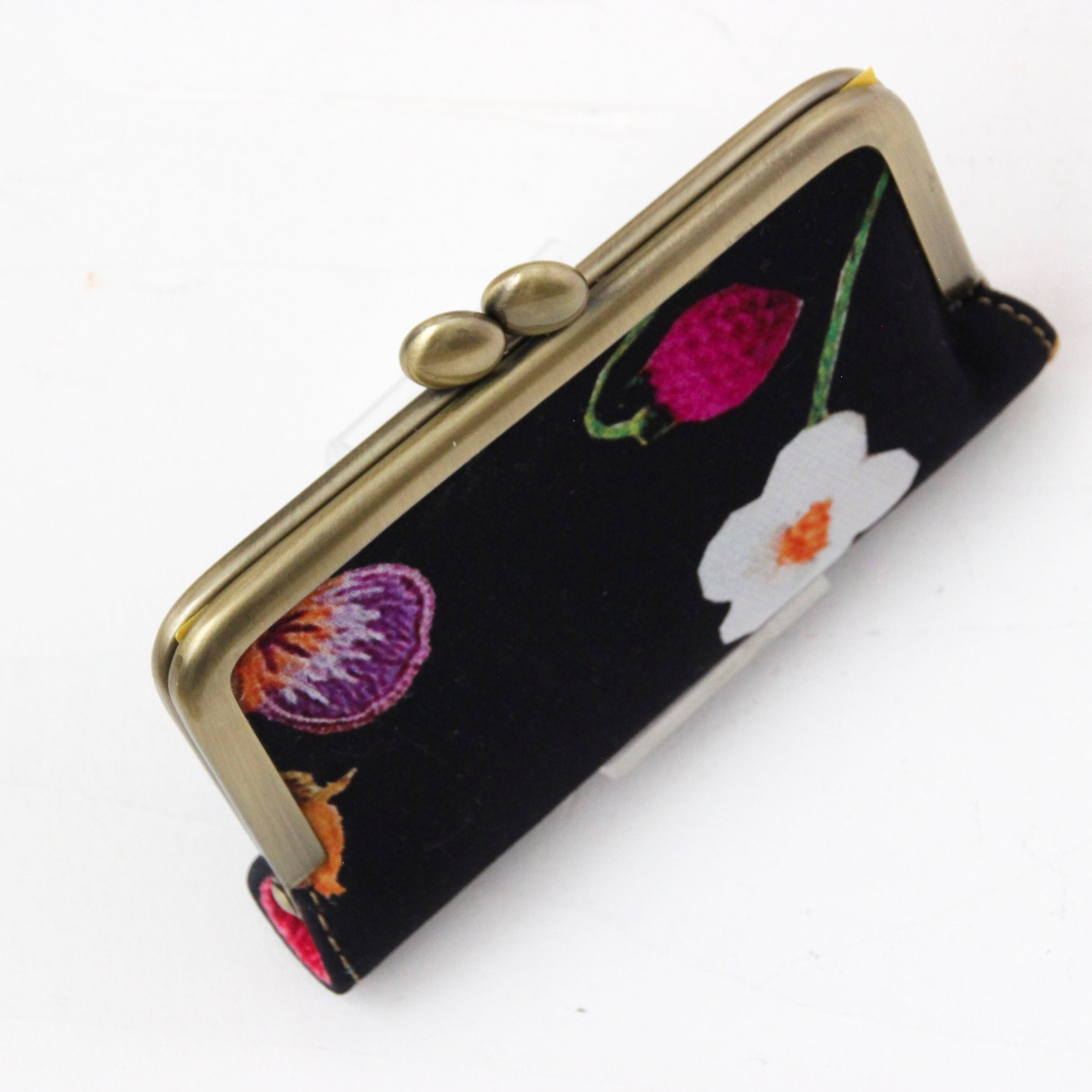 シルクフラワー刺繍プリントイチゴ / カードケース