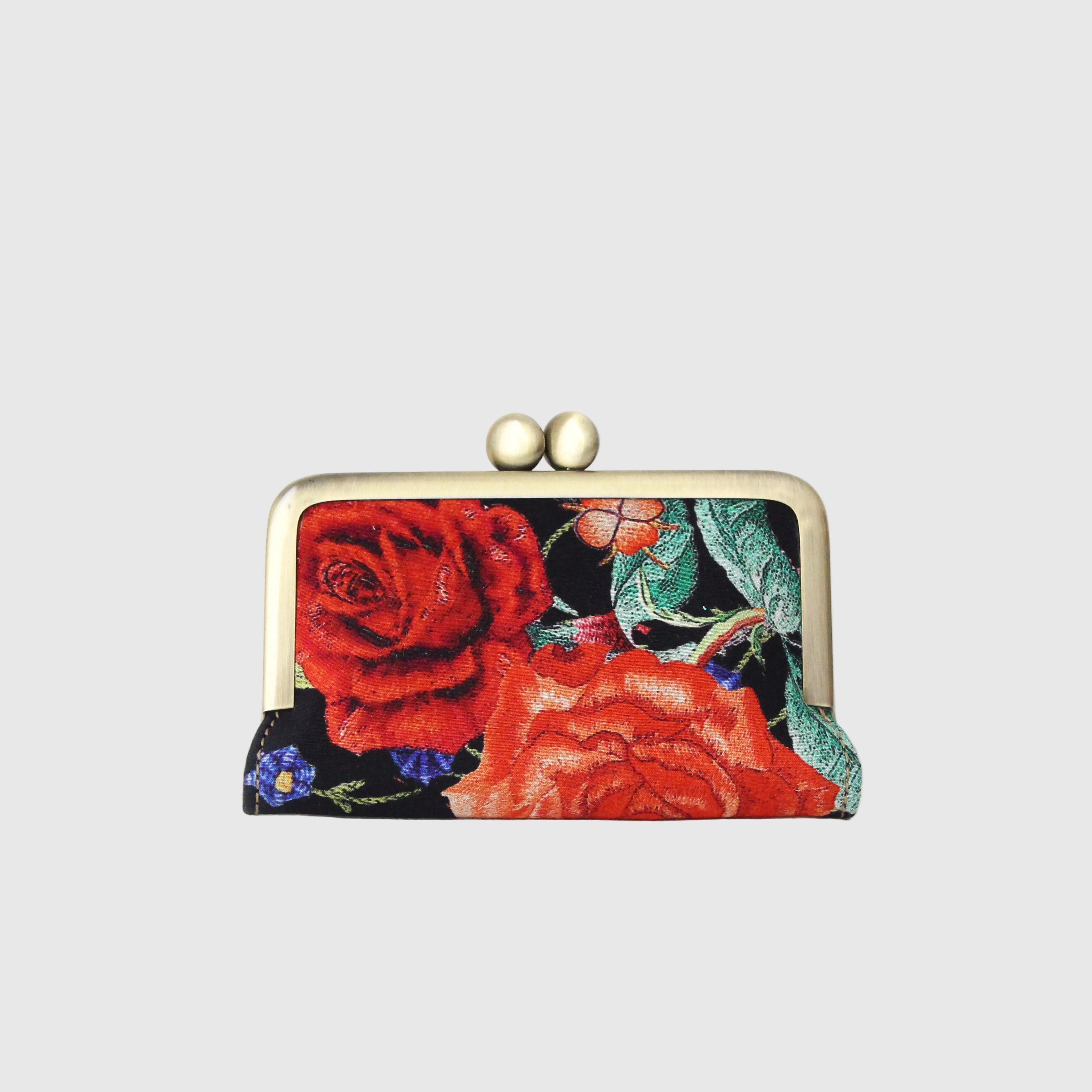 シルクフラワー刺繍プリントバラ / カードケース