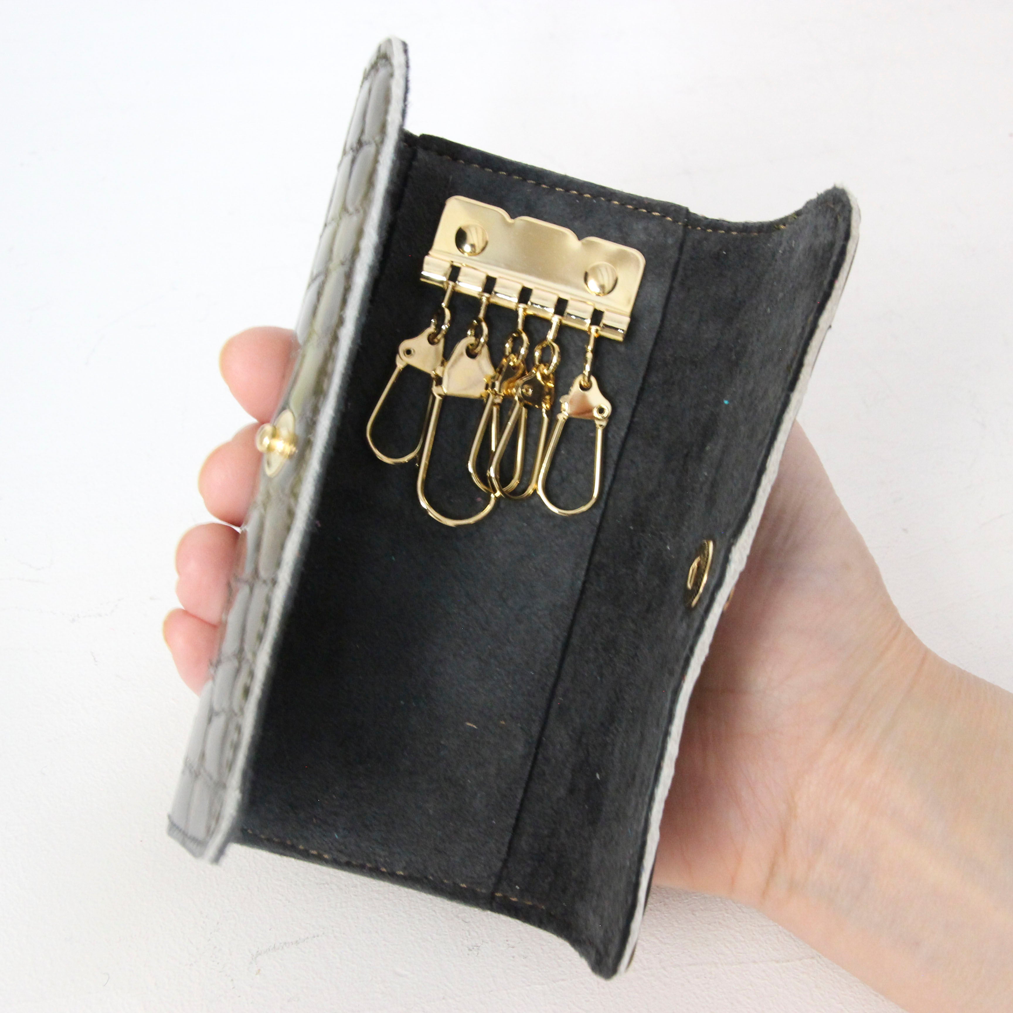 グリーンレオパードエナメル / キーケース