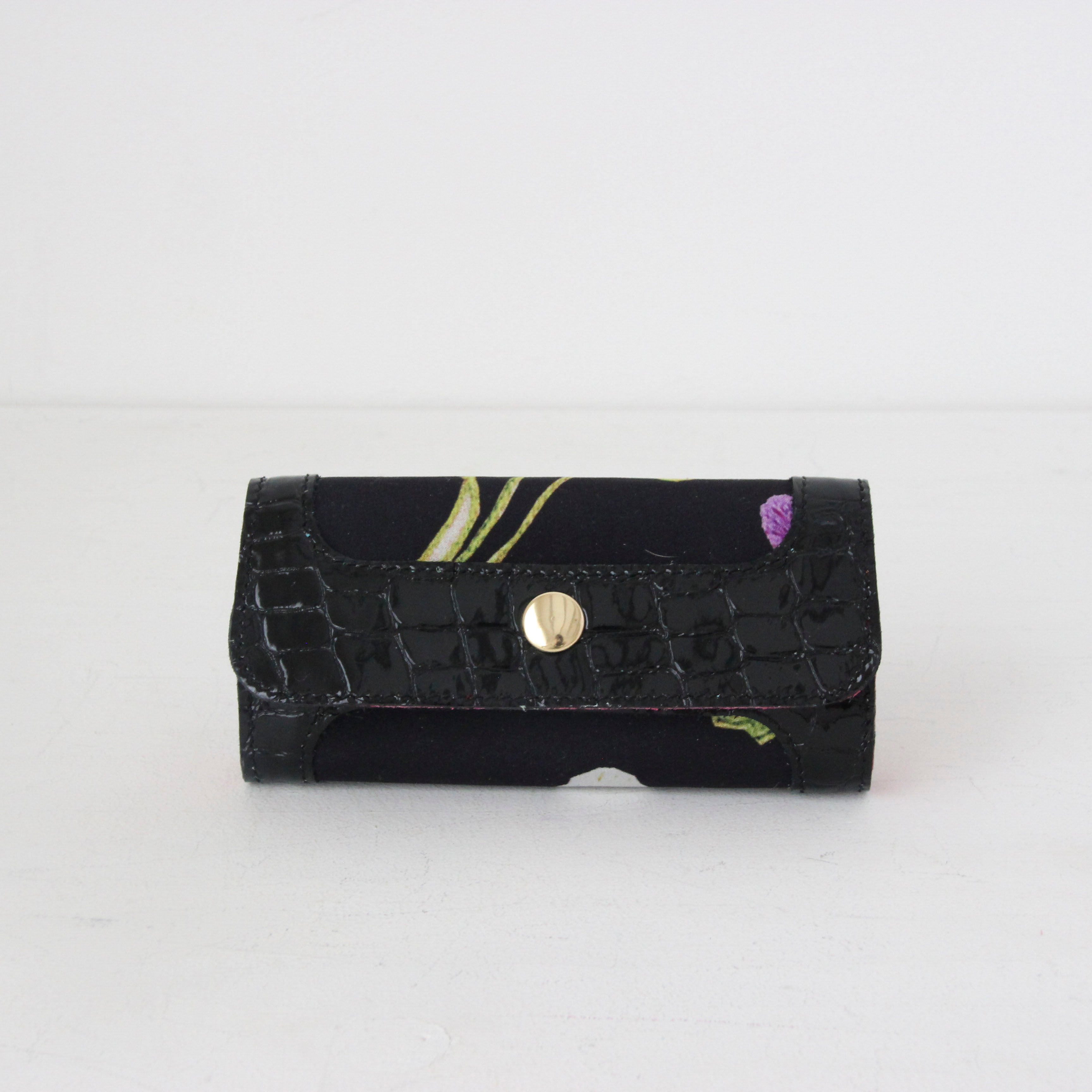 シルクフラワー刺繍プリントクローバーVP / キーケース