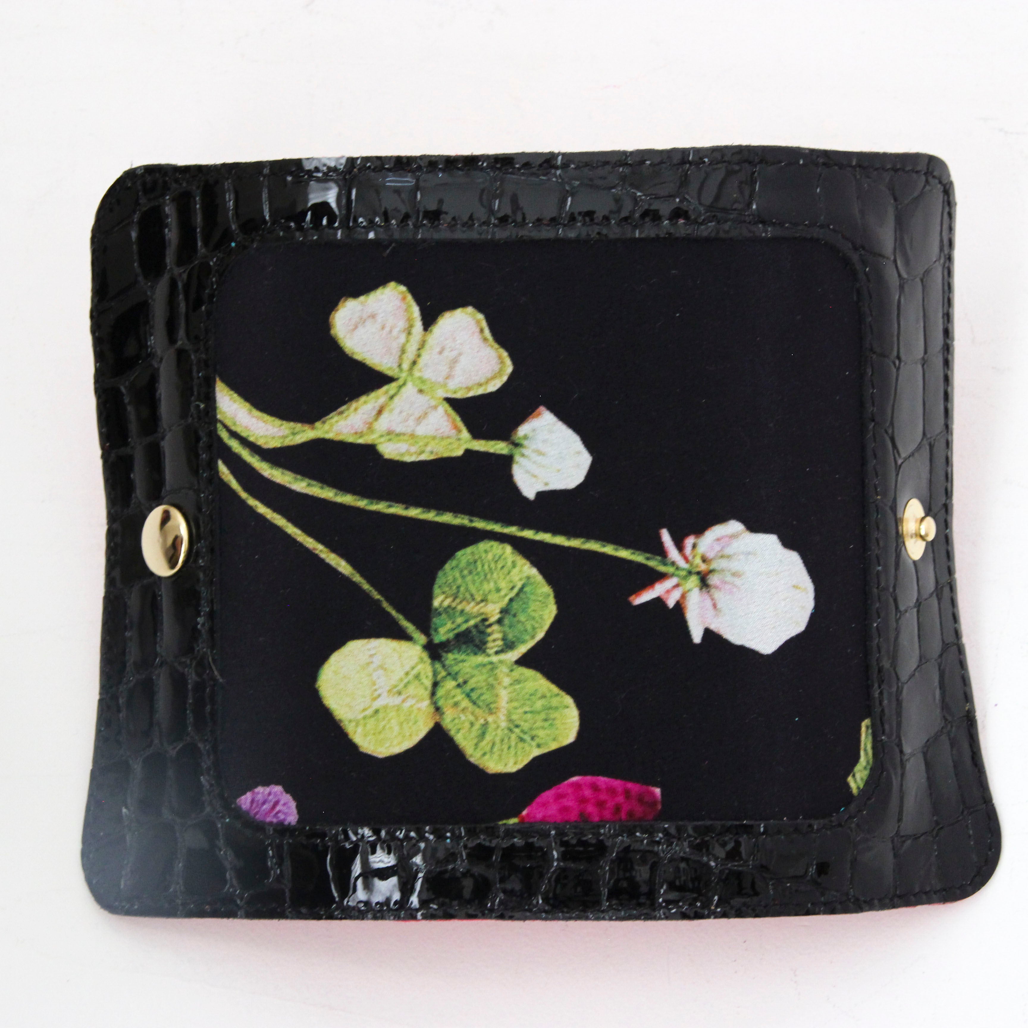シルクフラワー刺繍プリントクローバーVP / キーケース