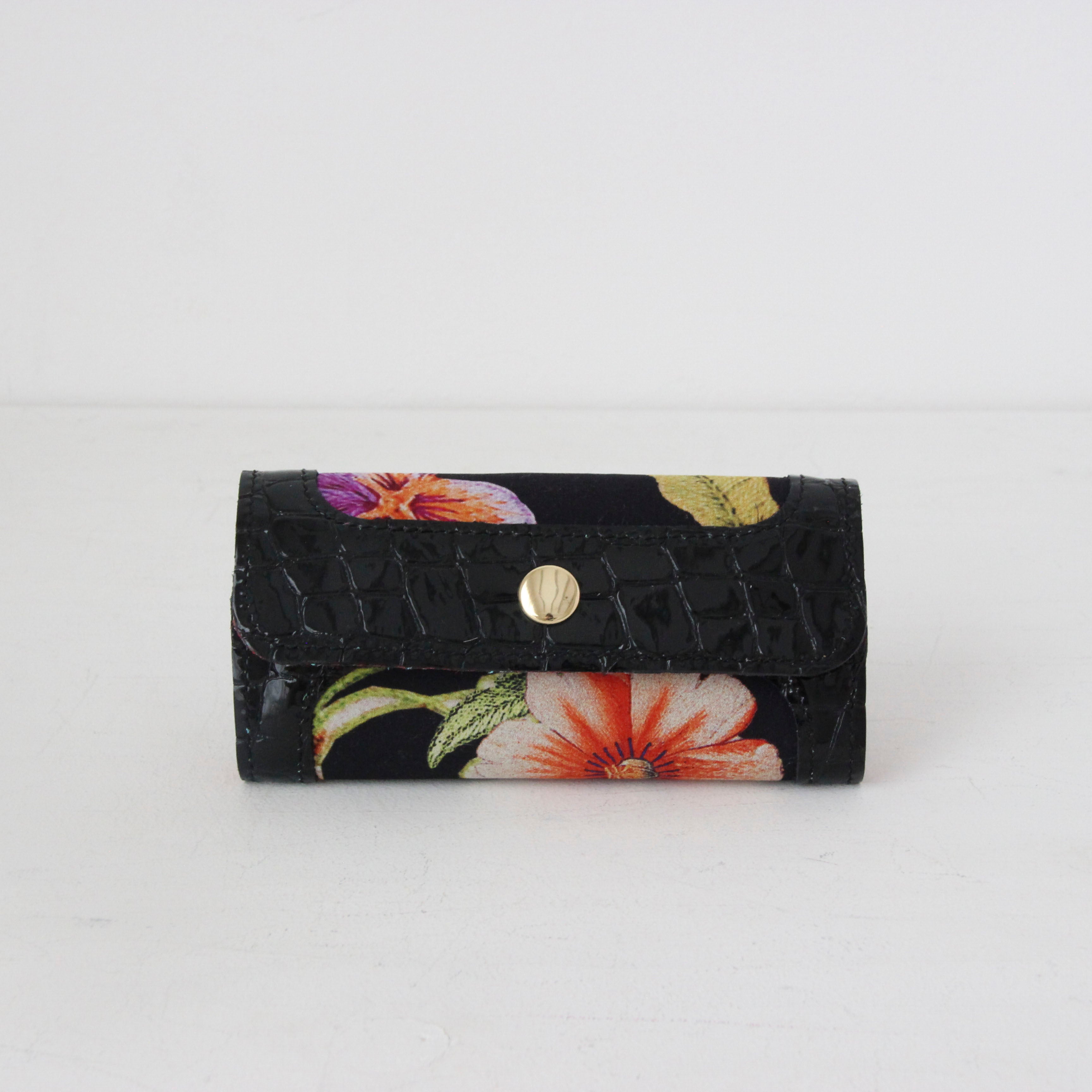 シルクフラワー刺繍プリントフラワーR / キーケース