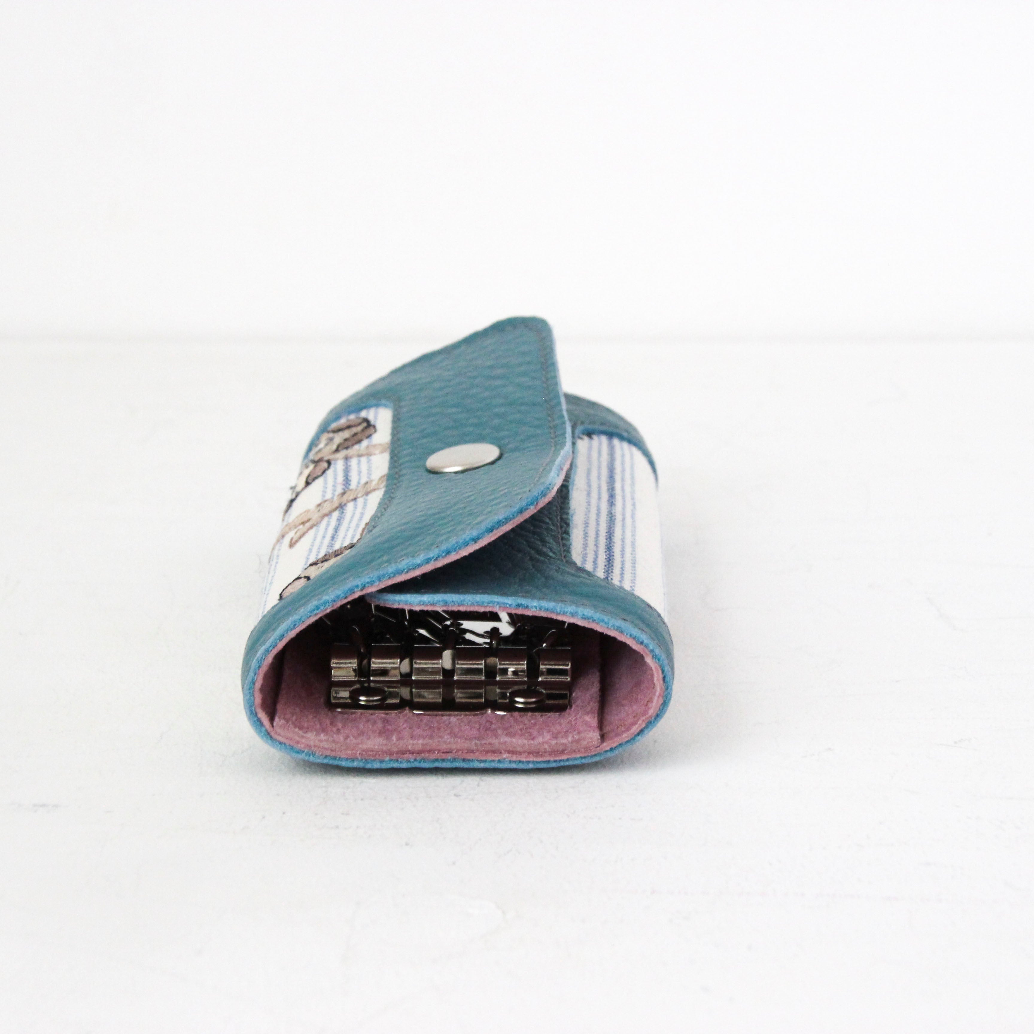 ブルーボタニカルストライプBL / キーケース