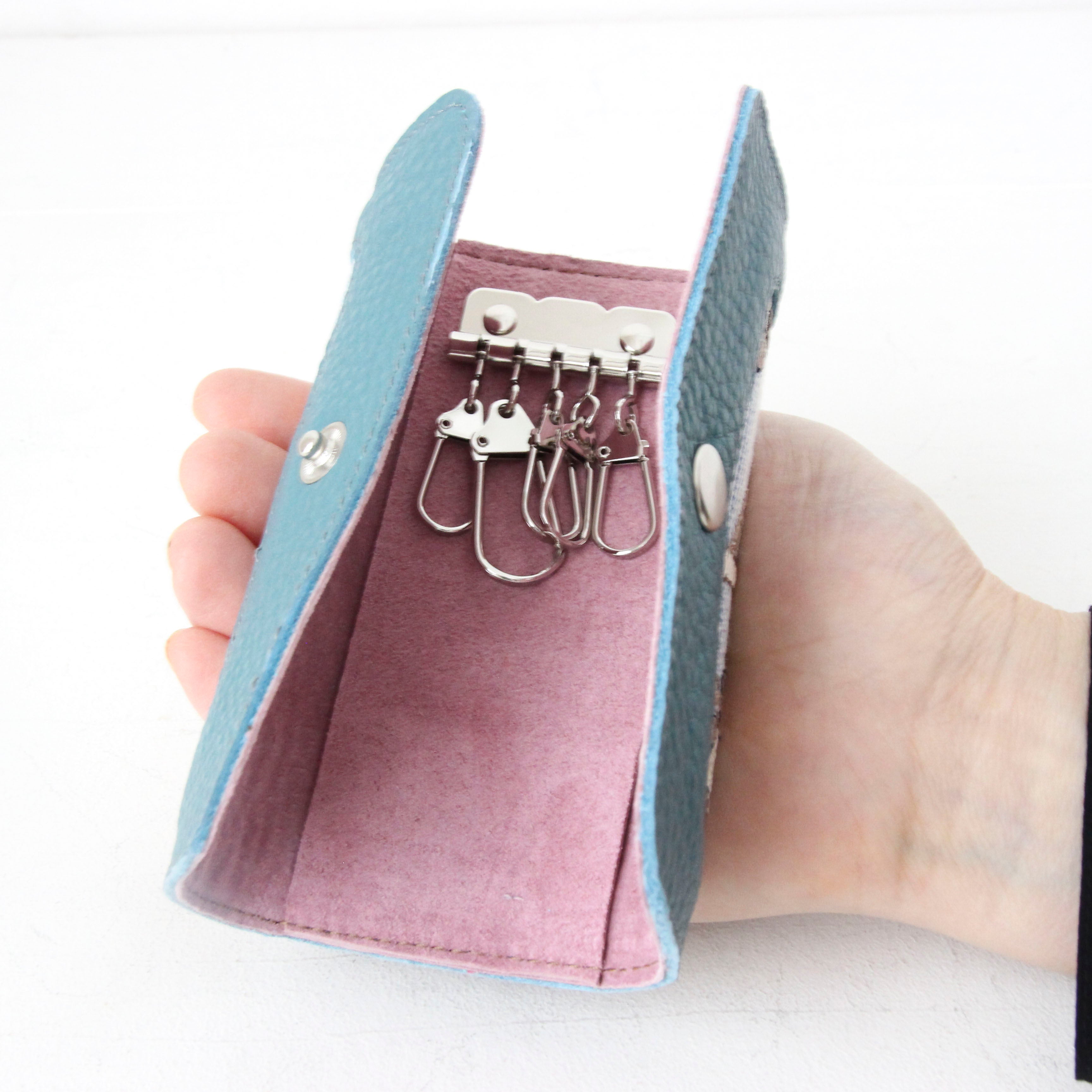 ブルーボタニカルストライプBL / キーケース