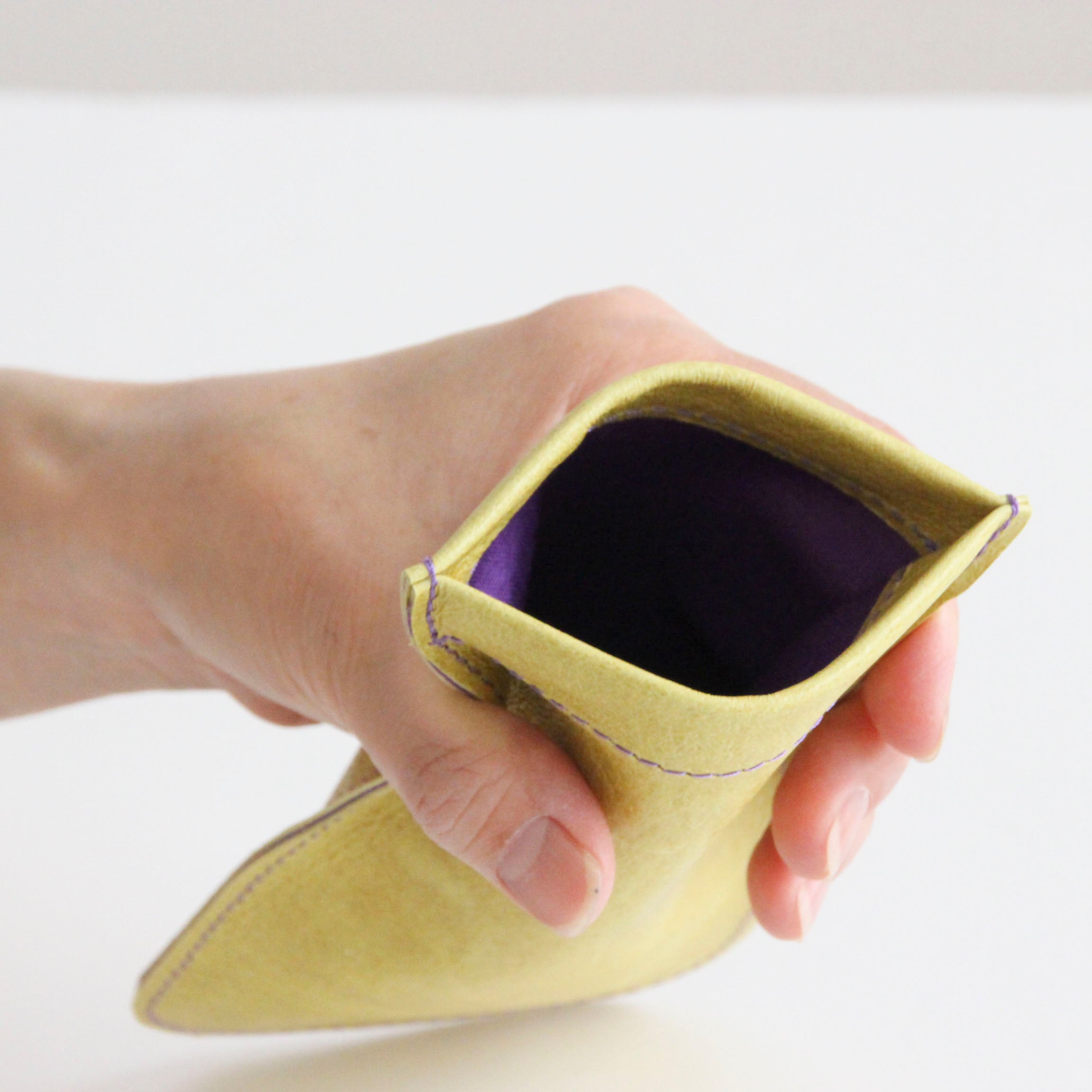 イエローレザー×パープル / めがねケース