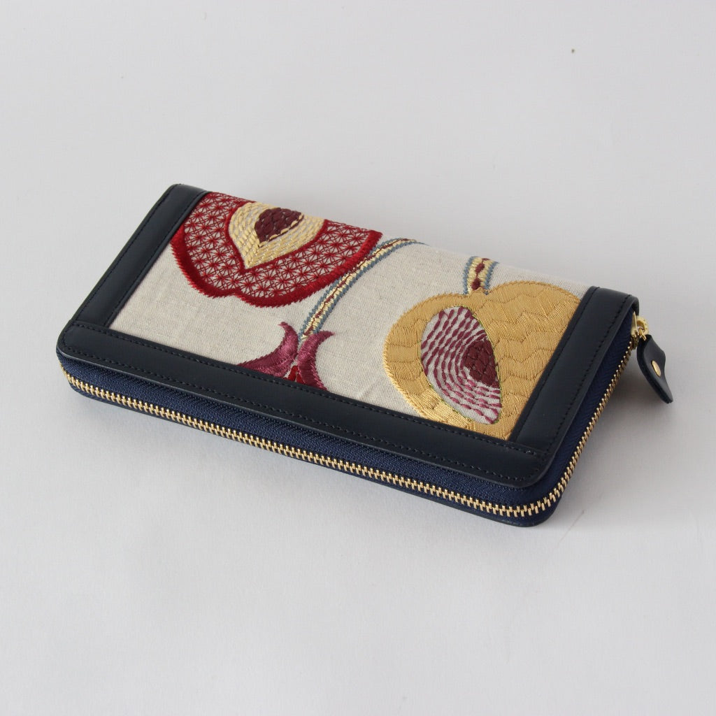 刺しゅうフルーツ / お財布ネイビー