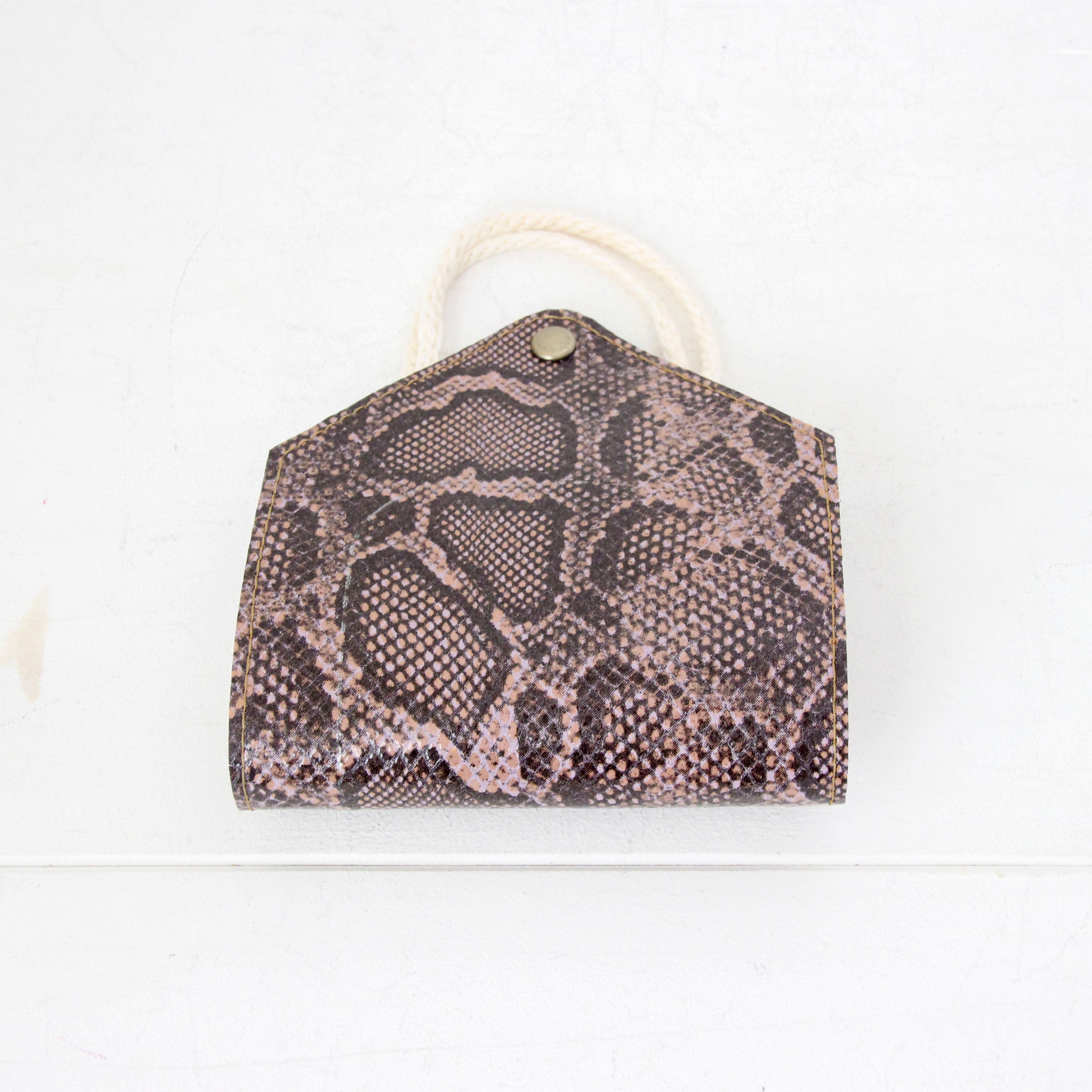 ピンク＆ブラウン パイソンレザー / マスクケース