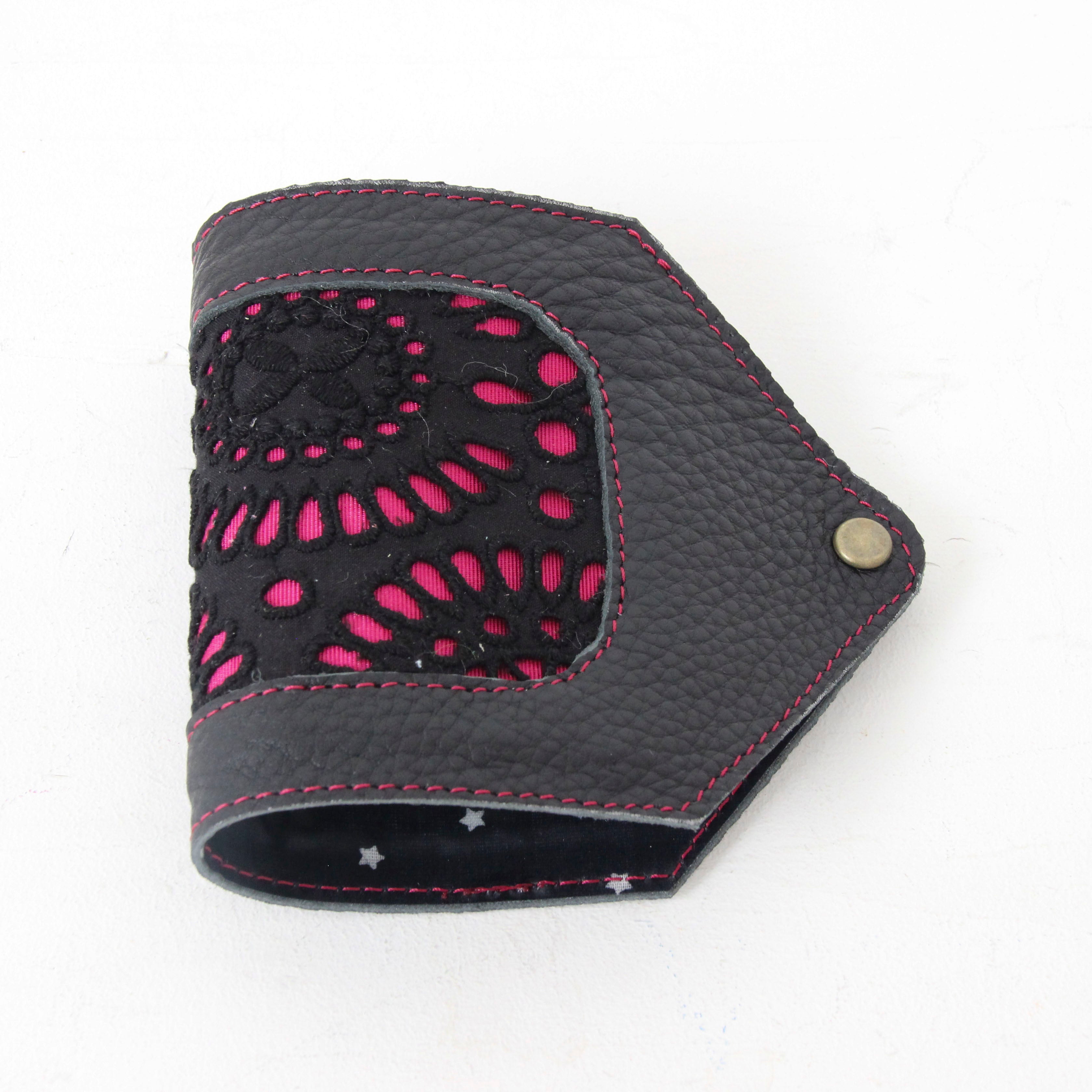 ブラックレースマゼンダ×ブラックレザー / マスクケース